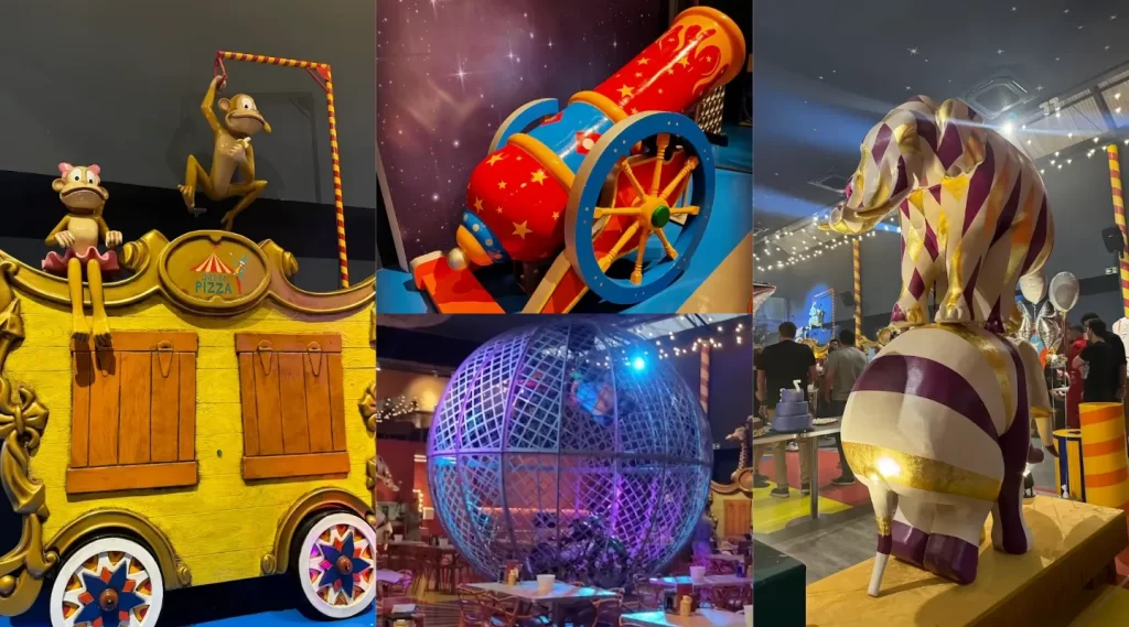 Restaurante Circo da Pizza - Esculturas, Canhão e Globo da Morte